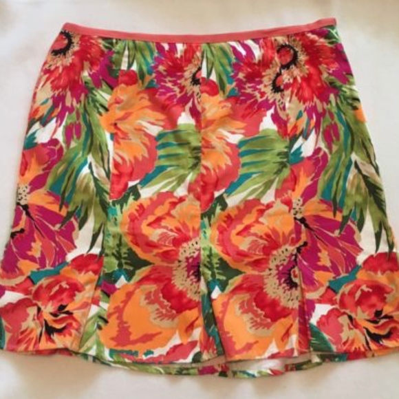 Bandolino Dresses & Skirts - Skirt Orange & Green Large Floral Print Size 12 P